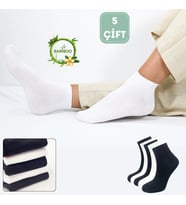 Kadın Bambu Patik Çorap (5 ADET / ÇİFT) Dikişsiz Parfümlü Kısa Model Hassas Çorabı (Model 2)