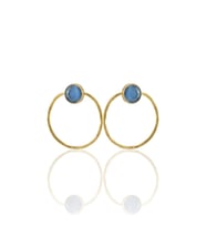 Kadir Jewellery 22 Ayar Altın Kaplama Kadın Halka Küpe -El İşçiliği Ve Hipoalerjenik Küpe (Gece Mavisi)