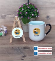 Öğretmenler Günü Hediyesi Kupa Bardak Kırmızı ve Ahşap Anahtarlık Hediye (Model 9)