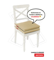 XPERMATE Fermuarlı 2'li Sandalye Minderi Su İtici Kumaş 40x40 cm Sünger Sandalye Minderi Bağcıklı (Bej)