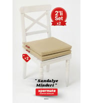 XPERMATE Fermuarlı 2'li Sandalye Minderi Su İtici Kumaş 40x40 cm Sünger Sandalye Minderi Bağcıklı (Bej)