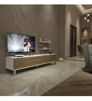 Decoraktiv Eko 4 Mdf Std Krom Ayaklı Tv Ünitesi Tv Sehpası (Beyaz - Pera)