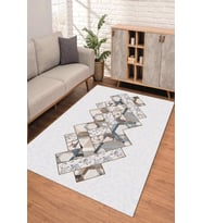 Dijital Kaymaz Taban Yıkanabilir Renkli Salon Halısı Mutfak Halısı Yolluk ND-SD-1174 (Bej)