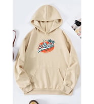 Unisex Aloha Baskılı Sweatshirt (Bej)