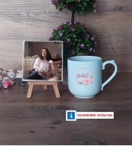 İsme Özel İsim Yazılı Fotoğraflı Dekoratif Taş, Kupa Bardak Beyaz Hediye (Model 5)
