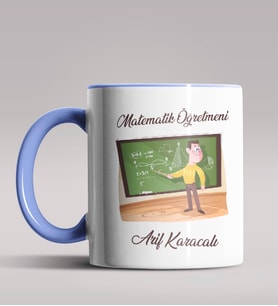 Kişiye Özel Matematik Öğretmeni Tasarımlı Siyah Renk Kupa 2 (Mavi)