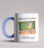 Kişiye Özel Matematik Öğretmeni Tasarımlı Siyah Renk Kupa 2 (Mavi)