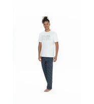 U.S. Polo Assn. Erkek 3'lü %100 Pamuk Pijama Takımı (Ekru)