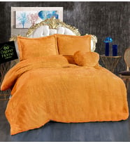 Çift Kişilik Kalpli Peluş Nevresim Takımı (Kahverengi)