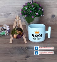 Babalar Günü Hediyesi Kupa Bardak Beyaz ve Fotoğraflı Ahşap Anahtarlık HediyeBabaya Hediye (Model 12)