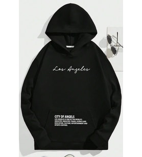 Los Angles Baskılı Oversize Sweatshirt (Siyah)