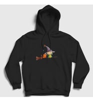 Presmono Unisex Gri Cat And Witch Kedi Kapüşonlu Sweatshirt 287568tt (Siyah)