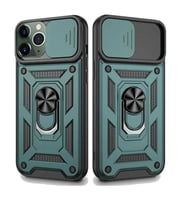 Apple iPhone 11 Pro Uyumlu Kızaklı Kamera Korumalı Tank Kılıf (Yeşil)