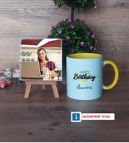 Happy Birthday Fotoğraflı Dekoratif Taş, Kupa Bardak Beyaz Hediye (Model 7)