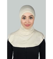 Kadın Tesettür Pratik Boyunluklu Hijab - Sporcu Bone (Krem)