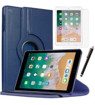 Apple iPad 5 Nesil / 6 Nesil Kılıf Ekran Koruyucu Ve Kalem Set (Lacivert)