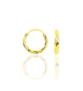 Gümüş 18 Mm Burgu Modeli Halka Küpe DGN20931 (Gold)