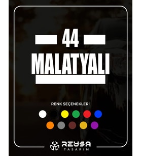 44 Malatyalı Araba Sticker siyah 16x9 CM (Beyaz)