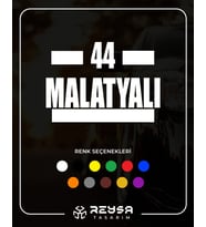 44 Malatyalı Araba Sticker siyah 16x9 CM (Beyaz)