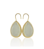 Kadir Jewellery 22 Ayar Altın Kaplama Damla Taşlı Küpe -El İşçiliği Ve Hipoalerjenik Küpe (Beyaz)