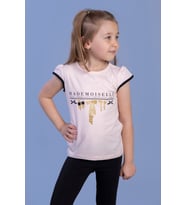 Toontoy Kız Çocuk Sim Baskılı Yarım Kollu T-Shirt (Pudra)