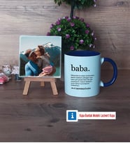 Babaya Hediye Fotoğraflı Dekoratif Taş, Kupa Bardak Beyaz Hediye (Model 3)