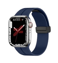 Apple Watch 42mm 44mm 45mm Seri 1 2 3 4 5 6 7 8 Se Uyumlu Coastal Manyetik Tokalı Silikon Kordon (Lacivert)
