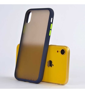 Apple iPhone XR 6.1 Kılıf Zore Fri Mat Yüzey Renkli Kenar Kılıf (Lacivert)