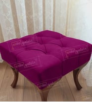 Kapitoneli Makyaj Pufu Ayak Ucu Puf Ceviz Ayak (45*45) (Mor)