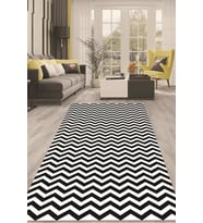 Dijital Kaymaz Taban Yıkanabilir Modern Renkli Salon Halısı Mutfak Halısı Yolluk ND-HT-654 (Siyah)