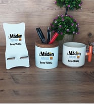 Maden Mühendisi Hediye Sepeti Kupa Bardak T Kulplu, Kalemlik ve Ahşap Telefon Standı Mühendisler Günü Hediyesi (Model 7)