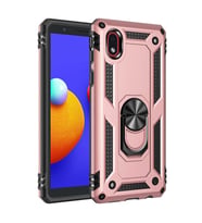 Samsung Galaxy A01 Core Uyumlu Kılıf Standlı Manyetik Yüzüklü Military Magnetic Ring Polycarbonate and TPU Case (Pudra)