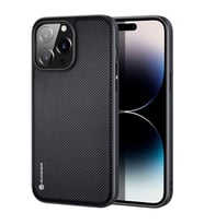 Dux Ducis Fino Serisi iPhone 14 Pro 6.1 inç Kılıf Premium Dokuma Silikon Kılıf (Siyah)