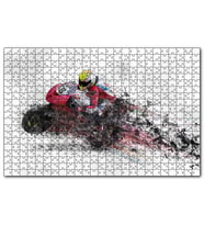 Cakapuzzle Kırmızı Yarış Motoru Dijital Çizim  Puzzle Yapboz MDF (Ahşap) (500 Parça)