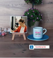 Anasınıfı Öğretmeni Fotoğraflı Dekoratif Taş, Ahşap Altlıklı Türk Kahvesi Fincanı Hediye Öğretmenler Günü Hediyesi (Model 5)