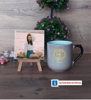 Gold Baş Harf Fotoğraflı Dekoratif Taş, Kupa Bardak Beyaz Hediye (Model 10)