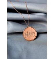 925 Ayar Gümüş Cadılar Bayramı, İskelet Dansı Çizimli Plaka Kolye (Rose)