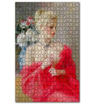 Cakapuzzle Yağlı Boya Resmi Kırmızı Sarışın Kadın Puzzle Yapboz MDF (Ahşap) (500 Parça)