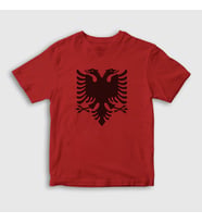 Presmono Unisex Çocuk Beyaz Albania Arnavutluk Bayrağı T-Shirt 494929tt (Kırmızı)