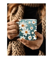 Çiçek Modellerinde 3 Boyutlu Tasarım Seramik Kupa Mug - Hediyelik Kupa Bardak (12)