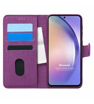 Microsonic Samsung Galaxy A54 Kılıf Fabric Book Wallet Siyah (Mor)