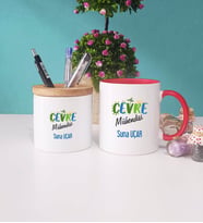 Çevre Mühendisi Kupa Bardak Lacivert ve Kalemlik (Model 8)
