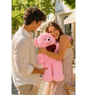 100 Cm Papyonlu Büyük Ayıcık (%100 Yerli) (Pembe)