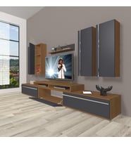 Decoraktiv Ekoflex 8d Mdf Tv Ünitesi Tv Sehpası (Antrasit - Ceviz)