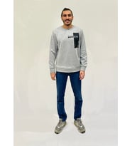 Erkek Bisiklet Yaka Rahat Kalıp 3 iplik Kalın W.Brooklyn Baskılı  Sweatshirt SPR24SW31 ( Gri-Melanj)