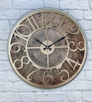 Markakanvas Gri Metal Kasalı Eski Dünya Haritalı Duvar Saati (Çap 50 cm - 80 cm ) (Beyaz)