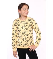 Toontoy Kız Çocuk Komple Balık Kuyruğu Baskılı Sweatshirt (Sarı)