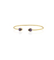 Kadir Jewellery 22 Ayar Altın Kaplama El İşçiliği Zirkon Taşlı Kadın Charm Bileklik (Mor)