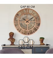 Markakanvas Eski Dünya Haritalı Duvar Saati   (Çap 50 cm - 80 cm ) (Bakır)