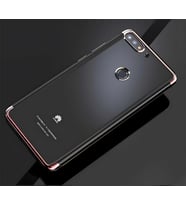 Huawei Y7 2018 Kılıf Dört Köşeli Lazer Silikon Kılıf (Rose)